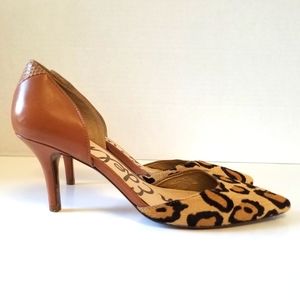 Sam Edelman Cheetah Opal D'Orsay Leather Heels Pumps. Size 7 Mob Wife